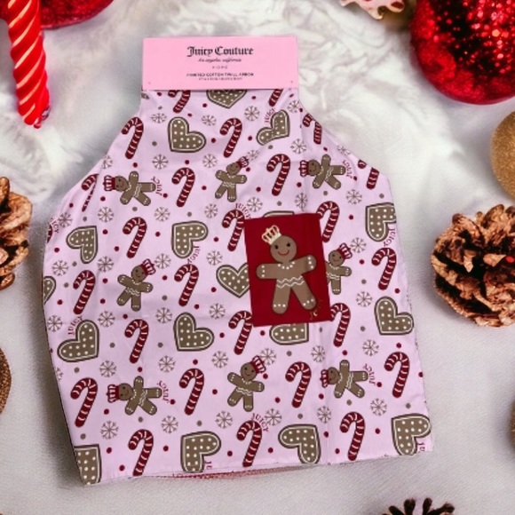 Juicy Couture Other - Juicy Couture Pink/Red Gingerbread Man Printed Cotton Twill Apron
